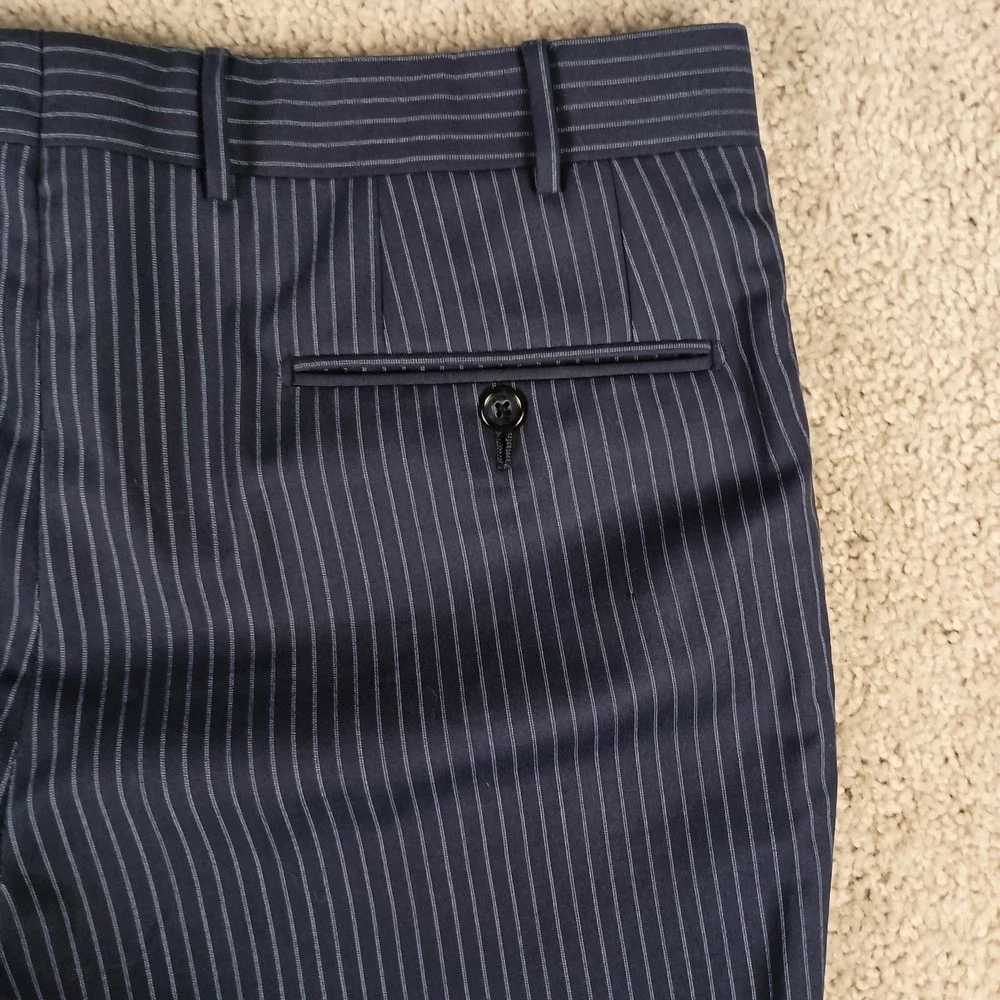 CORNELIANI Mantua Suit Super 130's 42R 36W Virgin Wool Navy Blue Pinstripe - Picture 15 of 16